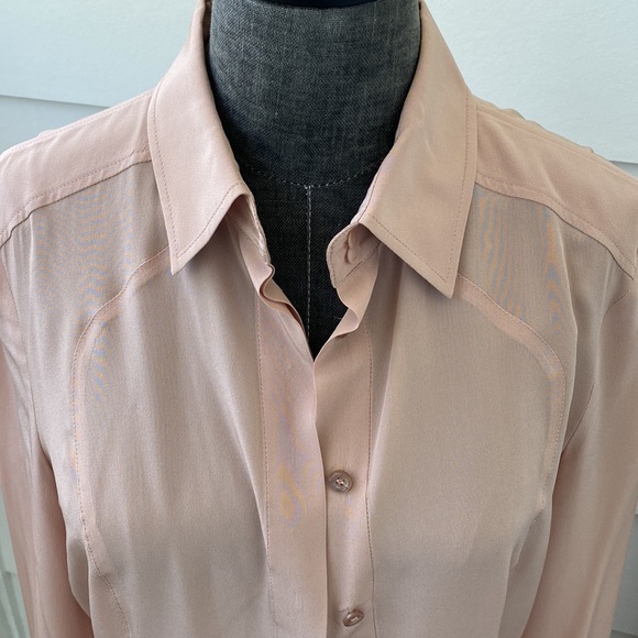 Blush Pink Nude Philosophy Blouse with Bib Front & Double Hem Top Stitch Back - Picture 3 of 10